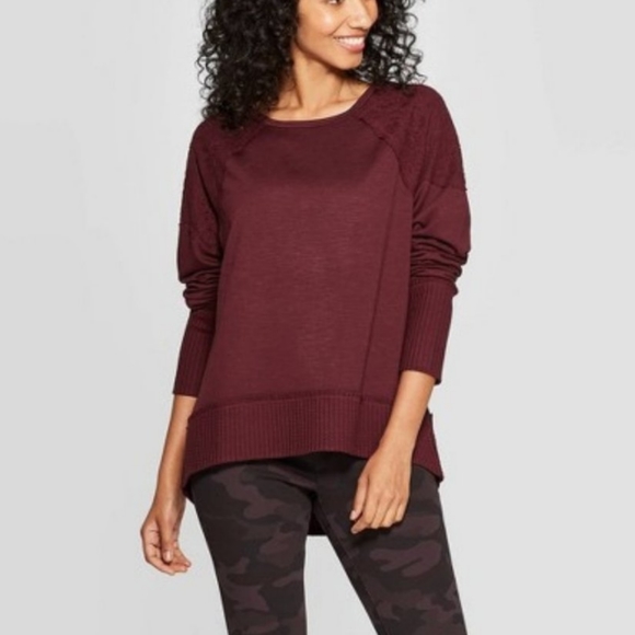 Knox rose lace trim maroon sweater size large